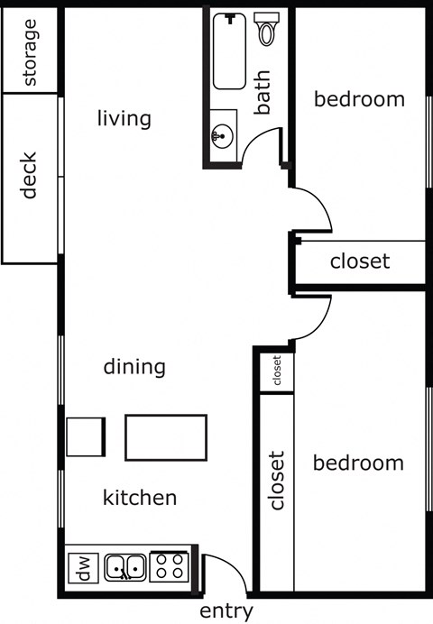 Gladstone Forest 2 Bed 1 Bath 800 SF A